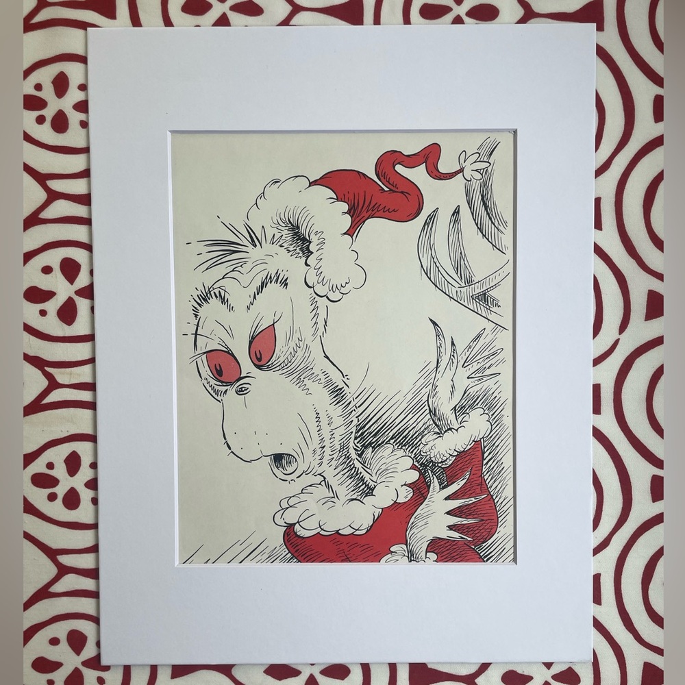 Dr Seuss How The Grinch Stole Christmas Matted Vintage Book Illustration 1957